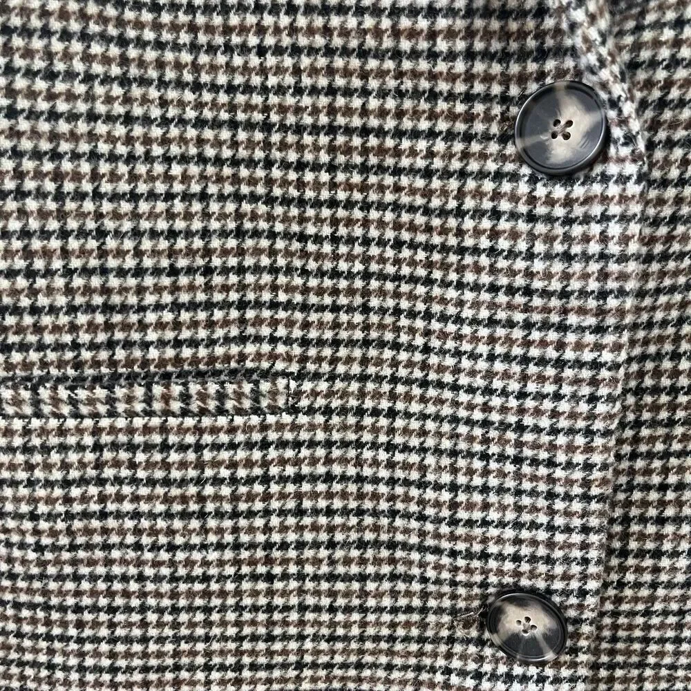 Zara Girls Two Tone Wool Blend Plaid Tweed Coat Brown Black Size 10
